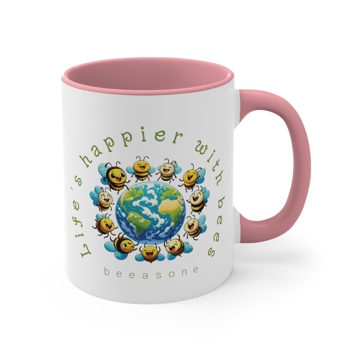 Life's happier with bees beeasone coloured Coffee Mug 325ml (Standard 11oz)