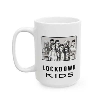 Lockdown Kids not too happy after experiencing lockdowns - double sided - Covid Lockdown Cup - mono