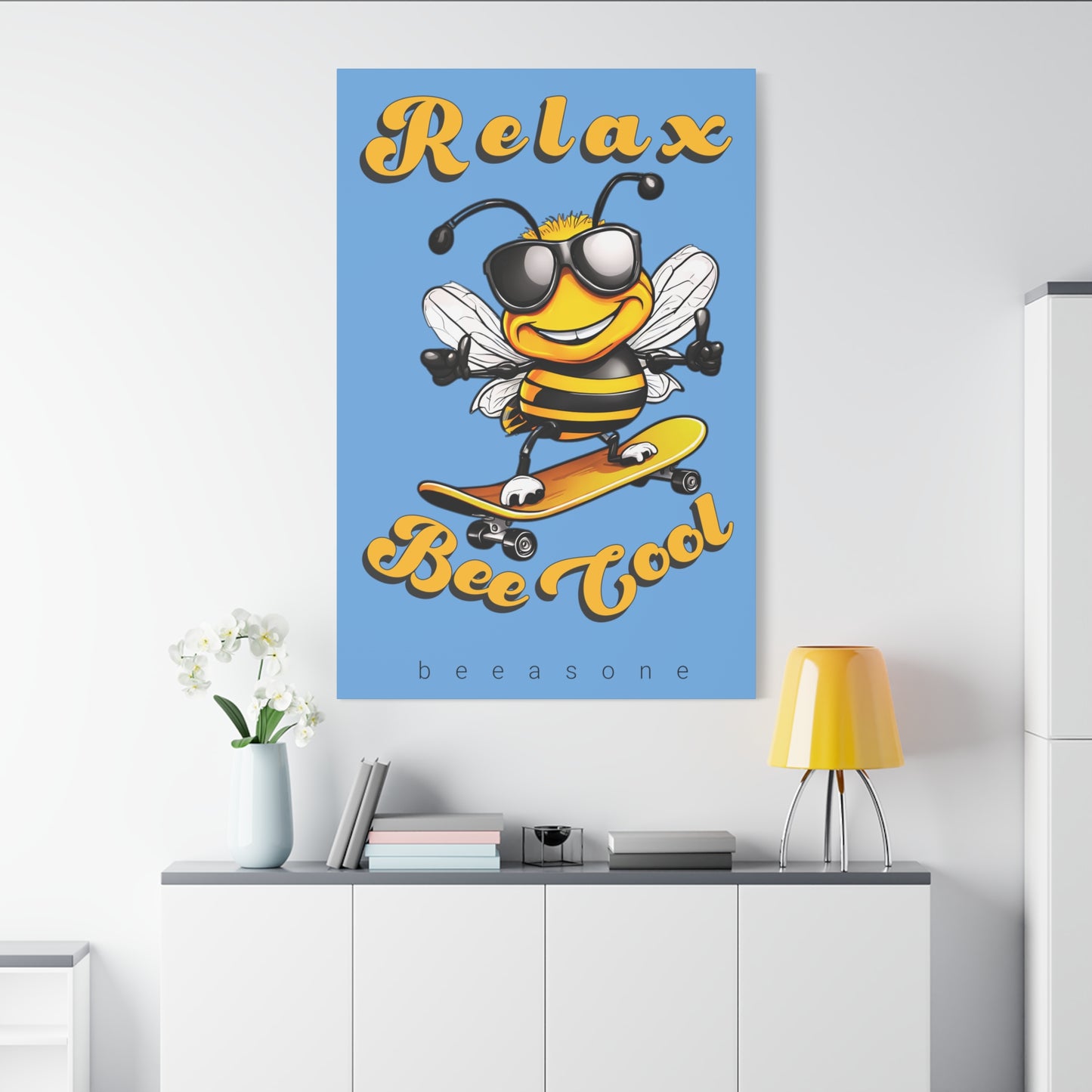 Skateboard beeasone print on canvas with hanging kit - Relax