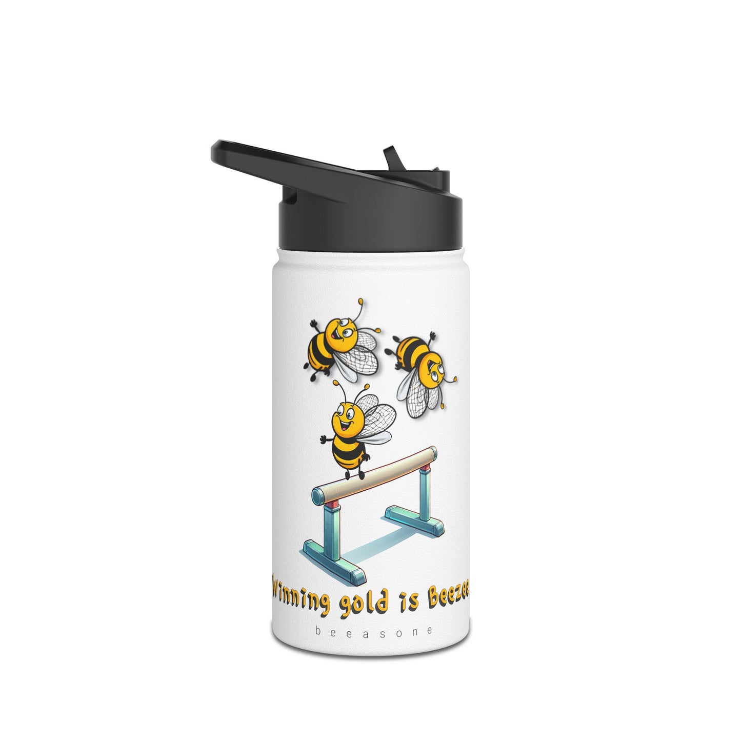 Winning gold is beezee beeasone gymnastics stainless steel body Water Bottle with polypropylene lid BPA free tumbler