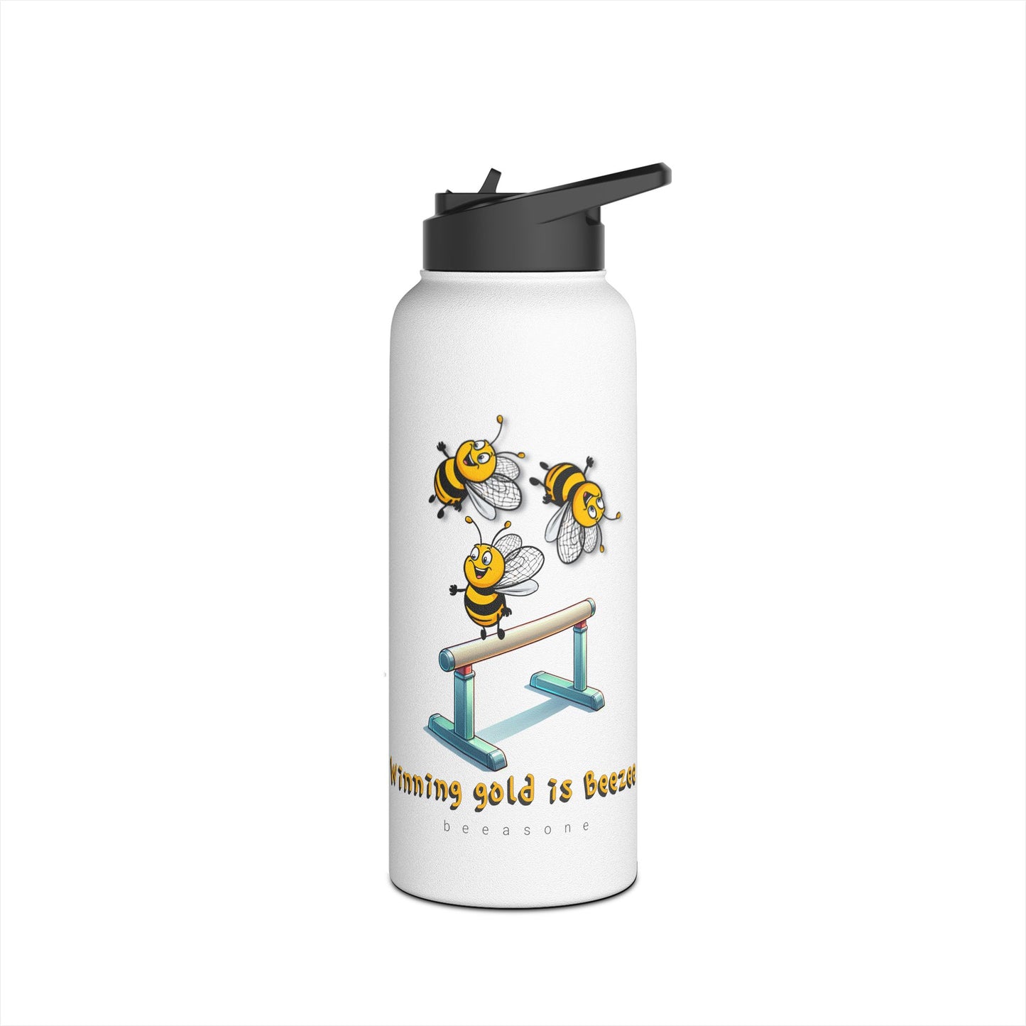 Winning gold is beezee beeasone gymnastics stainless steel body Water Bottle with polypropylene lid BPA free tumbler