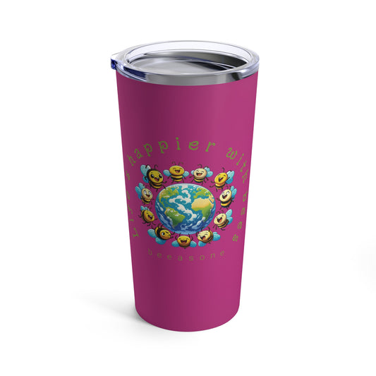 Life's happier with bees Tumbler 20oz from beeasone