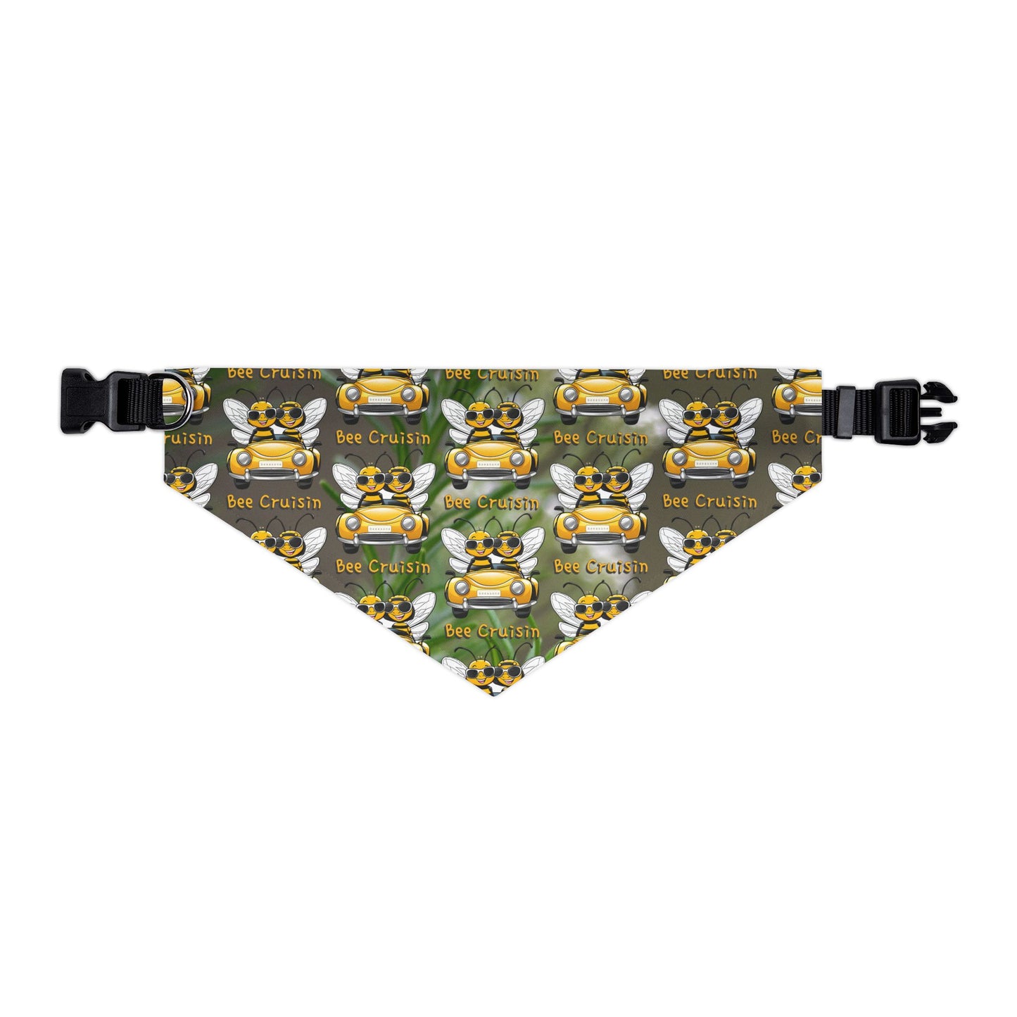 Cruisin Pet Bandana collar supporting their best friend, the bees - includes adjustable buckle up black collar