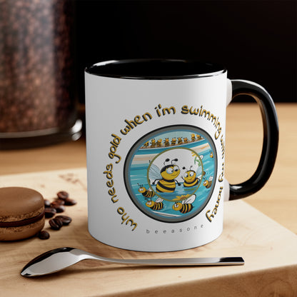 Swimming with my honey gold beeasone coloured Coffee Mug 325ml (Standard 11oz)