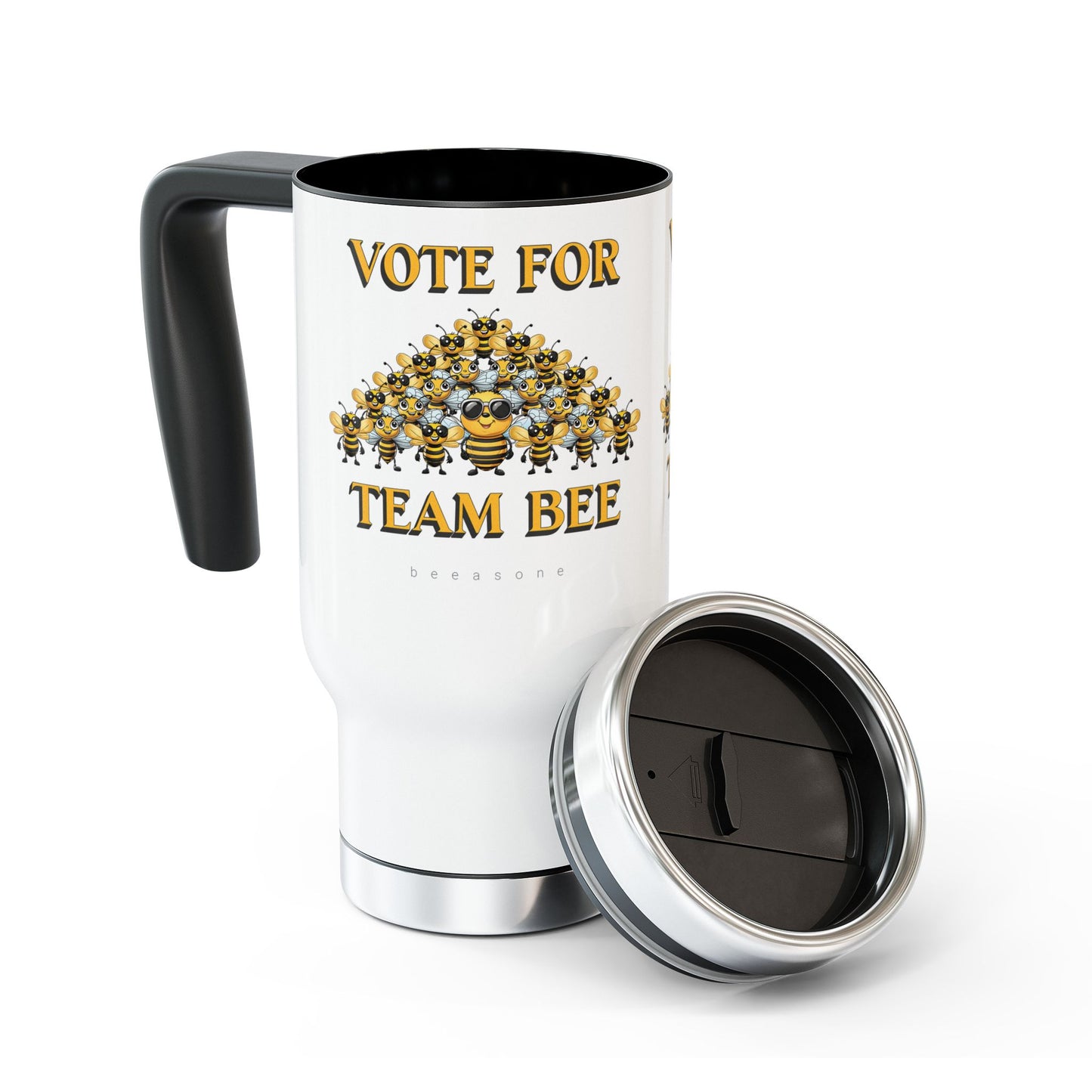 Vote for Team Bee beeasone Stainless Steel Travel Mug with Handle, 14oz (410mls)