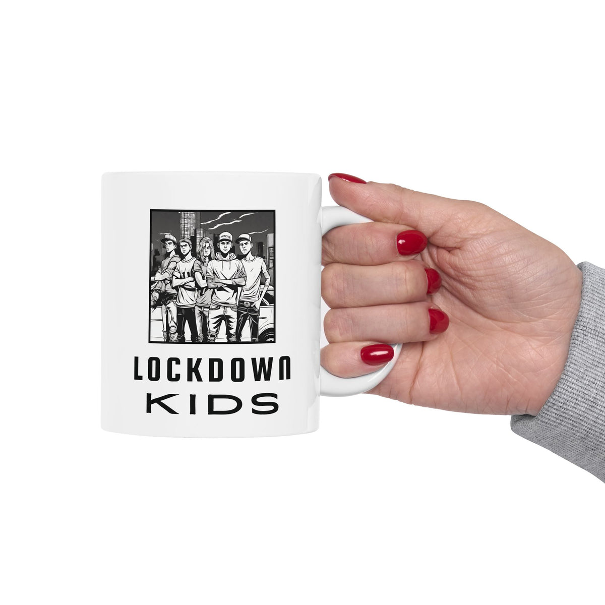 Lockdown Kids not too happy after lockdowns - double sided - Covid Lockdown Cup - mono