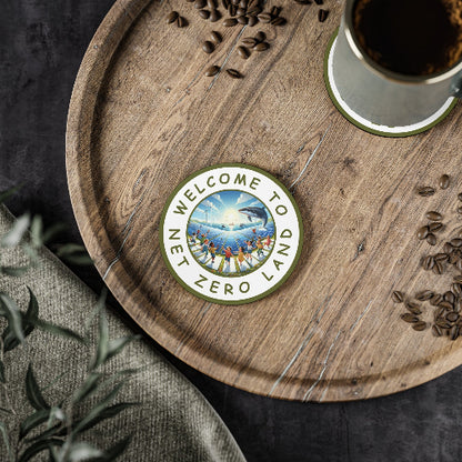 Net Zero Land Coaster - 9.5cm diameter (3.7") available as 1 piece or set of 4. Limited edition (V25)