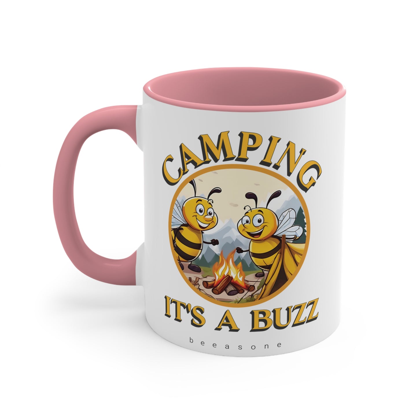 Camping beeasone coloured Coffee or hot chocolate mug 325ml (Standard 11oz)