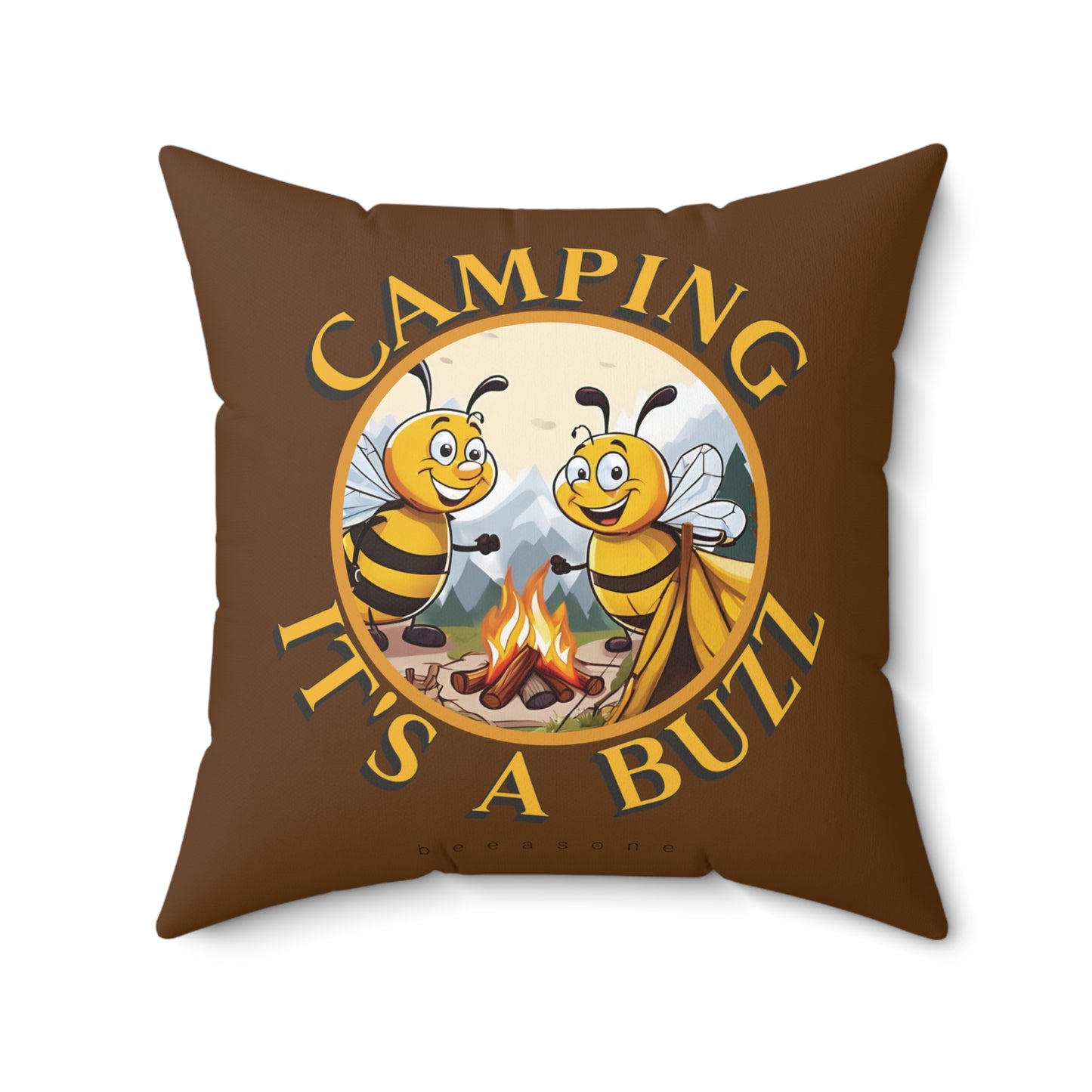 Camping it's a buzz beeasone square cushion / pillow (4 sizes available) Special edition