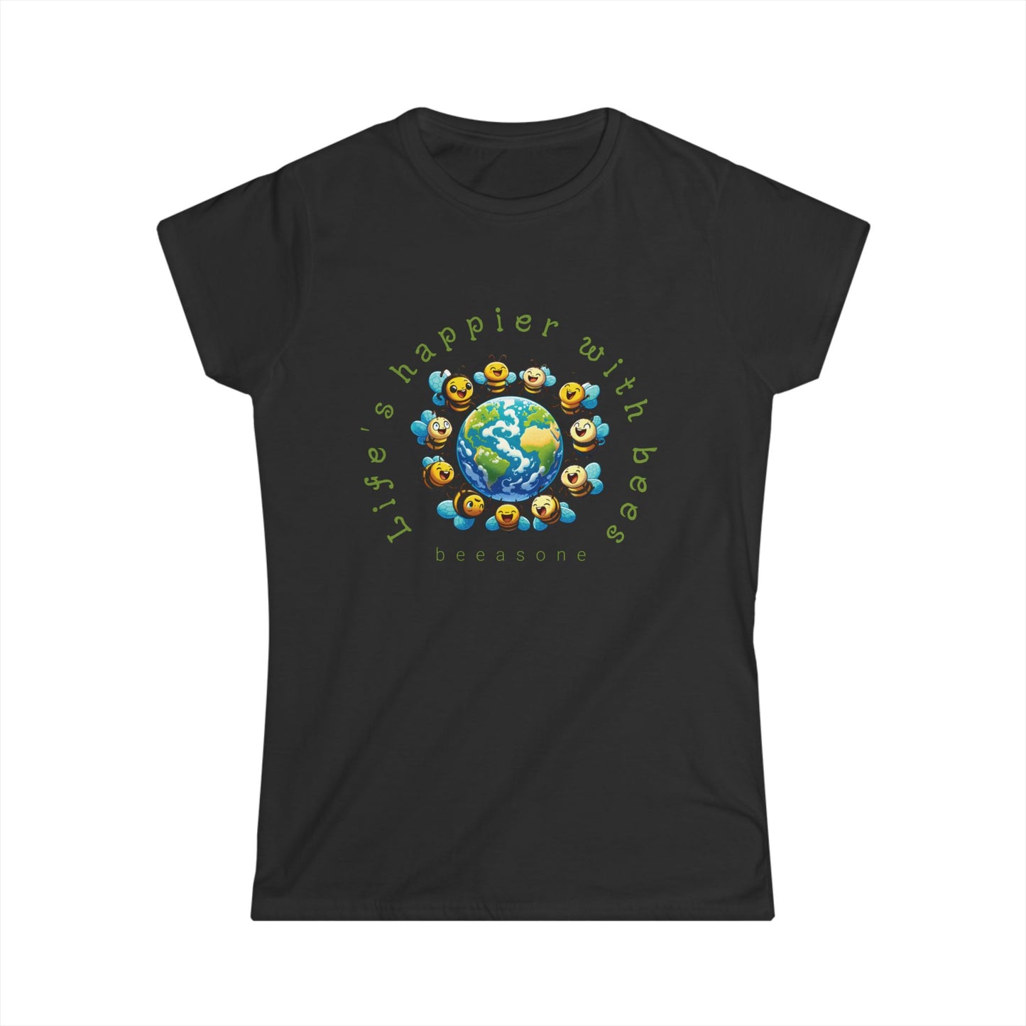 Life's Happier With Bees beeasone Women's Softstyle T-shirt available in diff colors