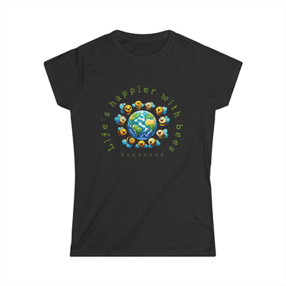 Life's Happier With Bees beeasone Women's Softstyle T-shirt available in diff colors