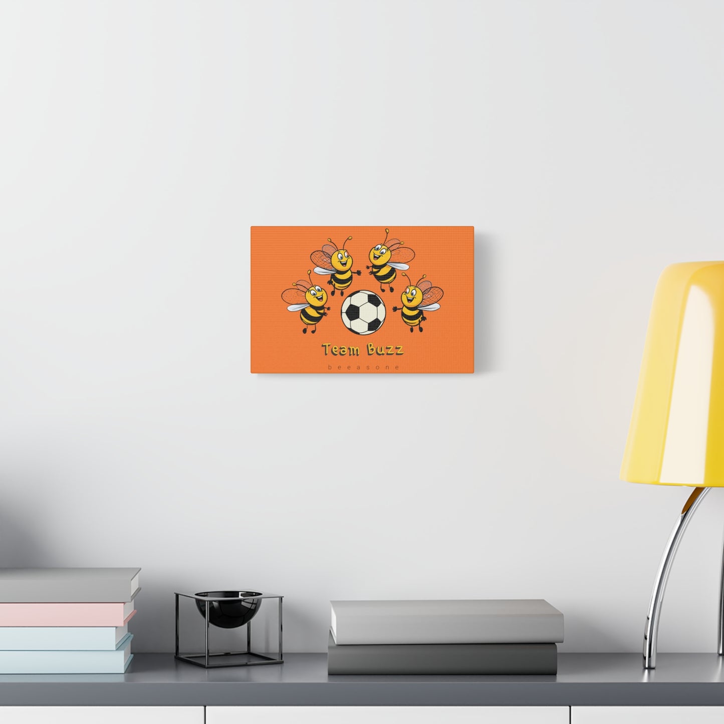 Soccer beeasone print on canvas with hanging kit