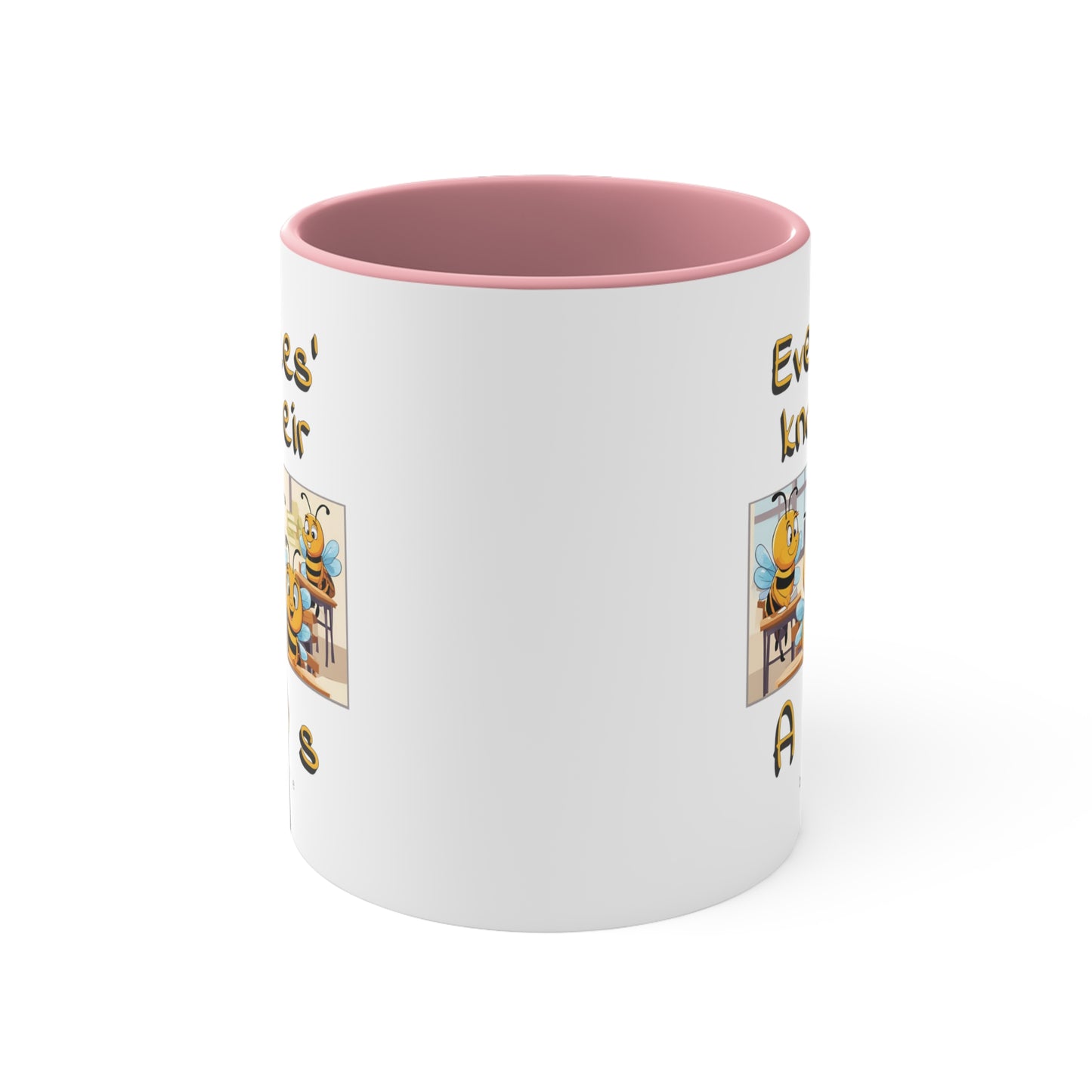 Even bees know their A C D s beeasone coloured Hot Chocolate or Coffee Mug 325ml (Standard 11oz) right-handed mug :)  Special Spelling Bee Promotion