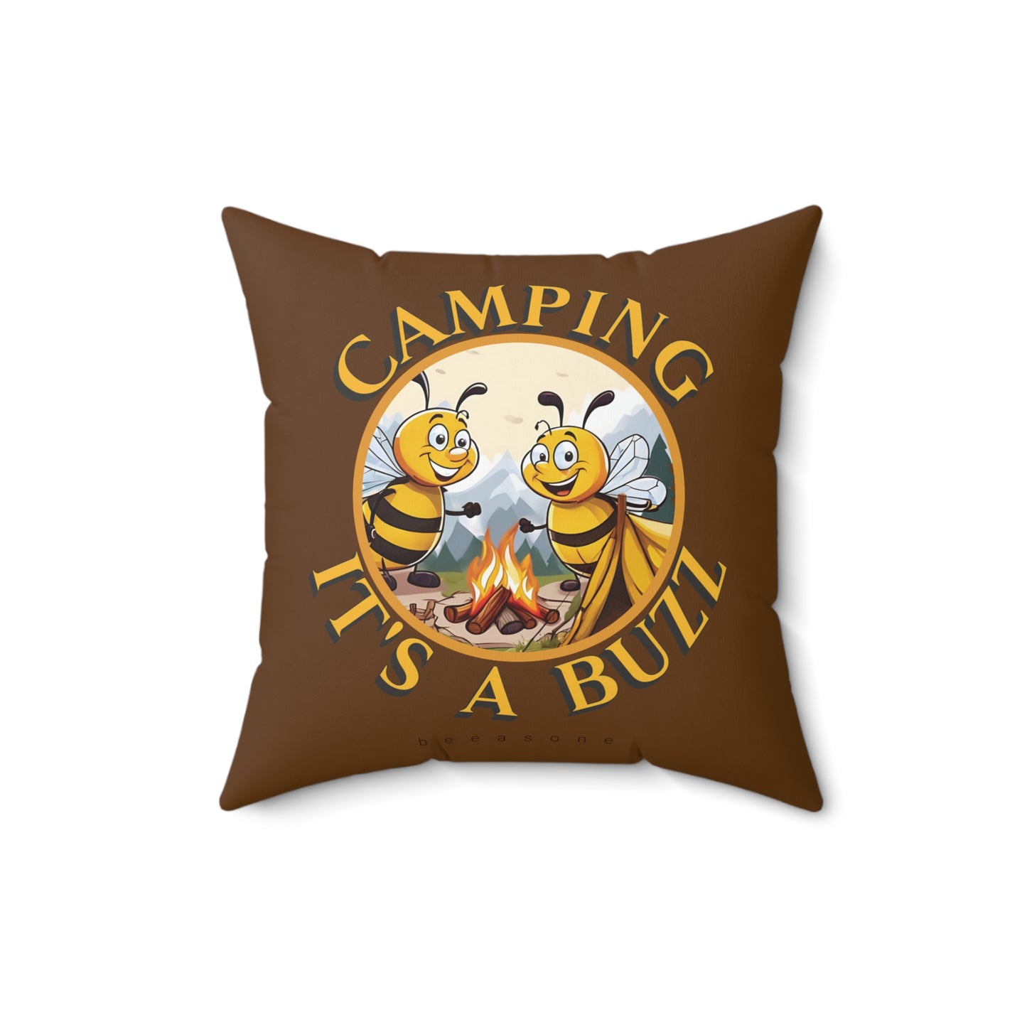 Camping it's a buzz beeasone square cushion / pillow (4 sizes available) Special edition