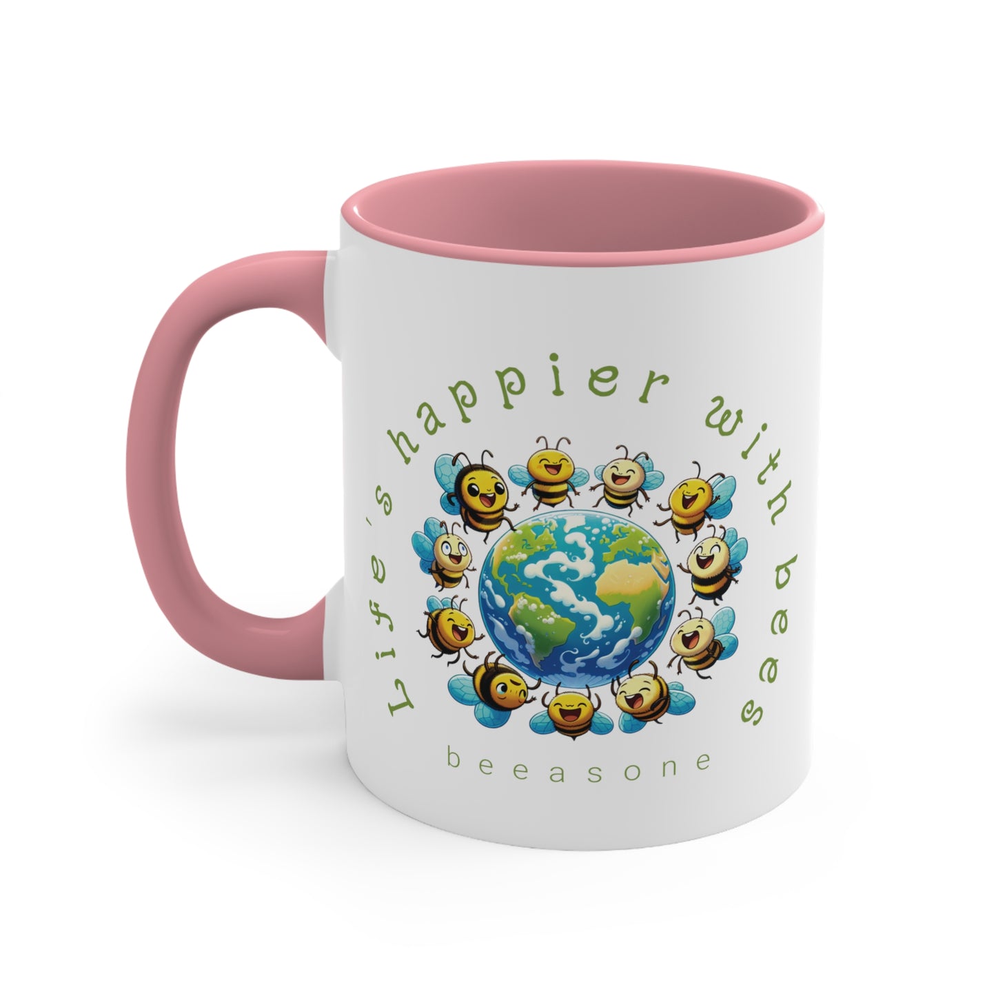 Life's happier with bees beeasone coloured Coffee Mug 325ml (Standard 11oz)