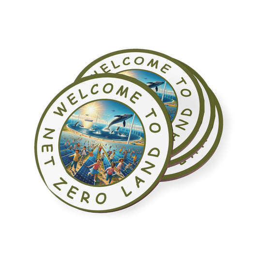 Net Zero Land Coaster - 9.5cm diameter (3.7") available as 1 piece or set of 4. Limited edition (V36)