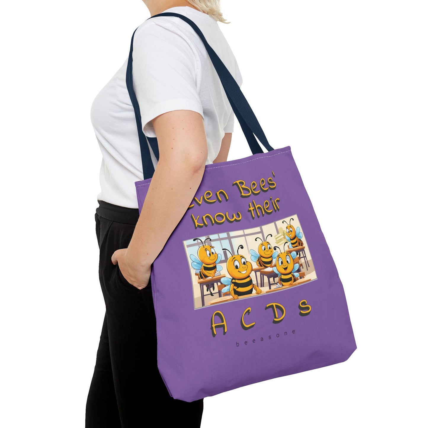 Even bees know their A C D s beeasone stylish purpil Tote Bag Special Spelling Bee Promotion