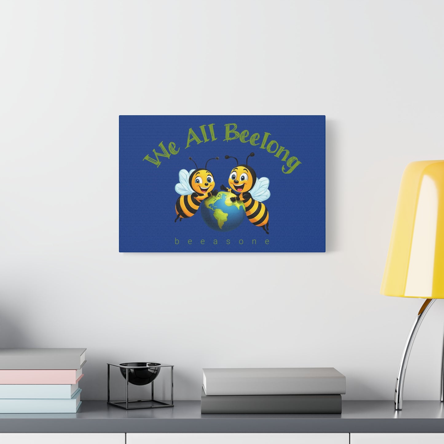 We all beelong beeasone print on canvas with hanging kit