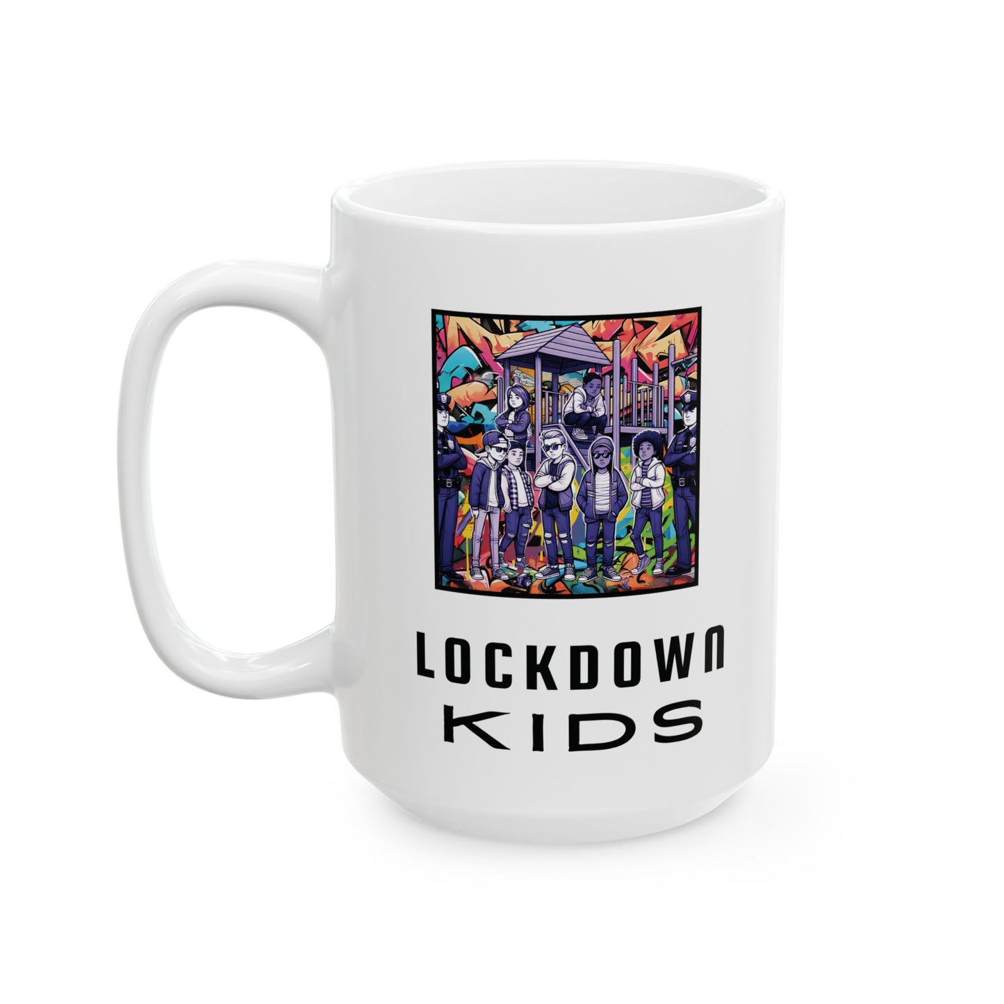 Lockdown Kids in playground double sided - Covid Lockdown Cup