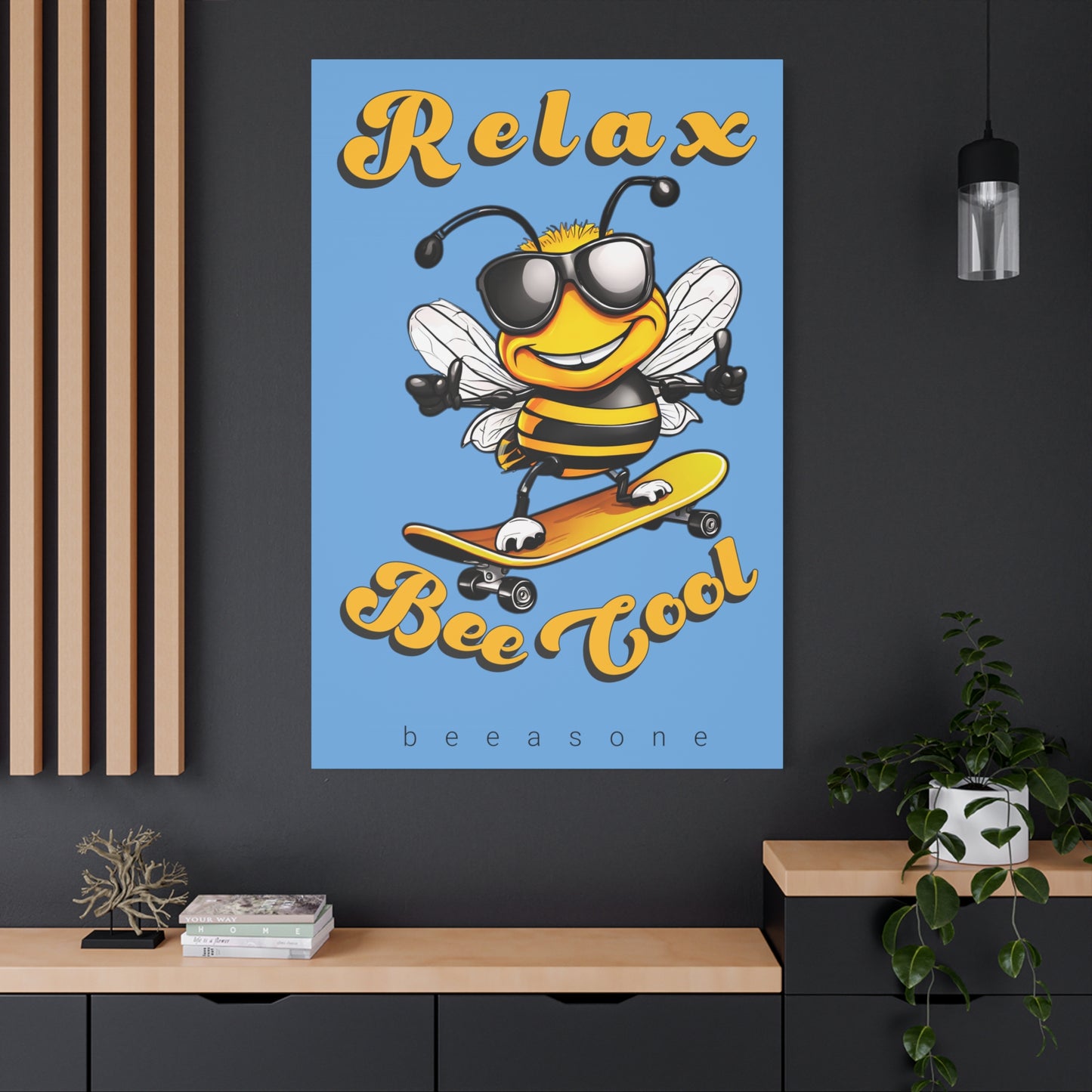 Skateboard beeasone print on canvas with hanging kit - Relax