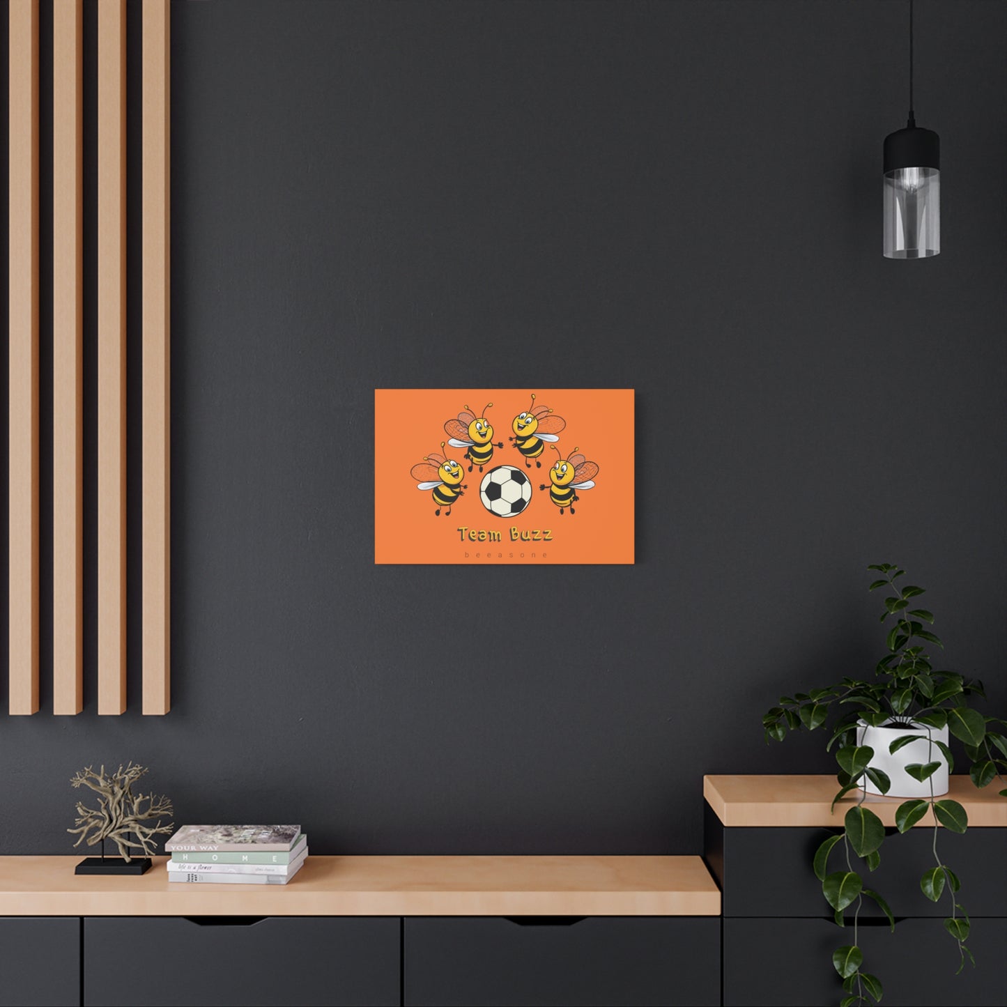 Soccer beeasone print on canvas with hanging kit