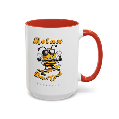 Relax Bee Cool beeasone Hot Chocolate or Coffee Mug (select from 11oz or 15oz lead and BPA Free mugs)