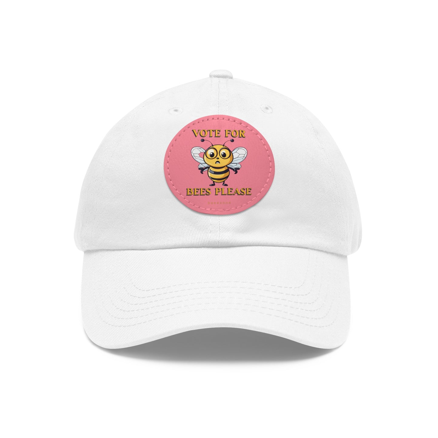 Vote for bees please beeasone Hat with round leather patch