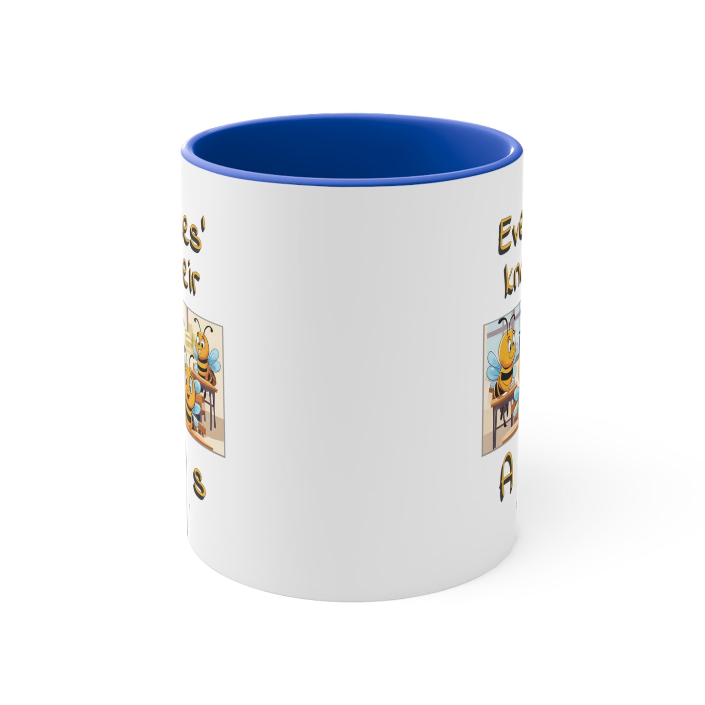 Even bees know their A C D s beeasone coloured Hot Chocolate or Coffee Mug 325ml (Standard 11oz) left-handed mug :)  Special Spelling Bee Promotion