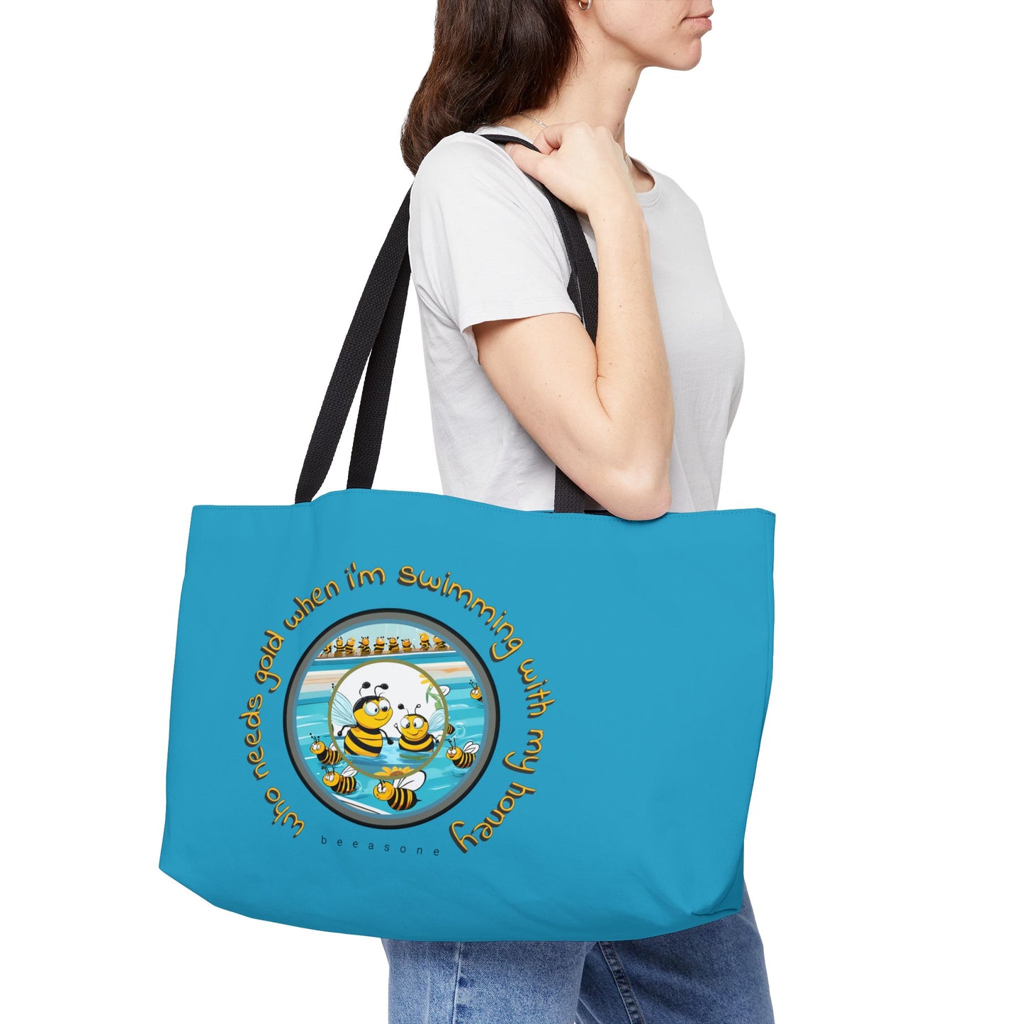 Swimming beeasone tote bag Turquoise - great pool or beach bag