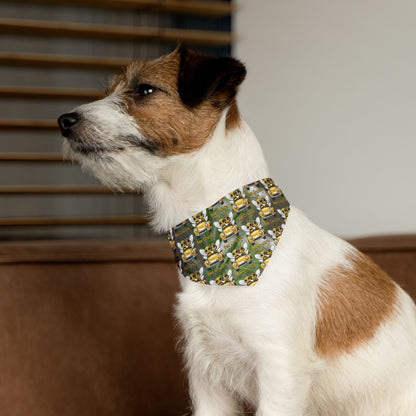 Cruisin Pet Bandana collar supporting their best friend, the bees - includes adjustable buckle up black collar