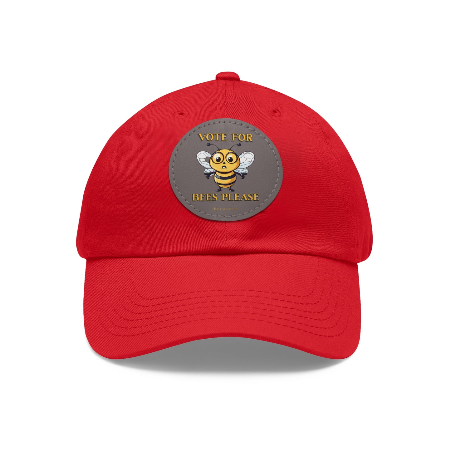 Vote for bees please beeasone Hat with round leather patch