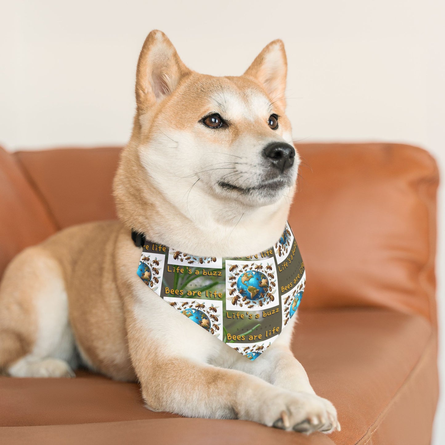 Bees are life pet bandana - never let go with the included adjustable buckle up black collar