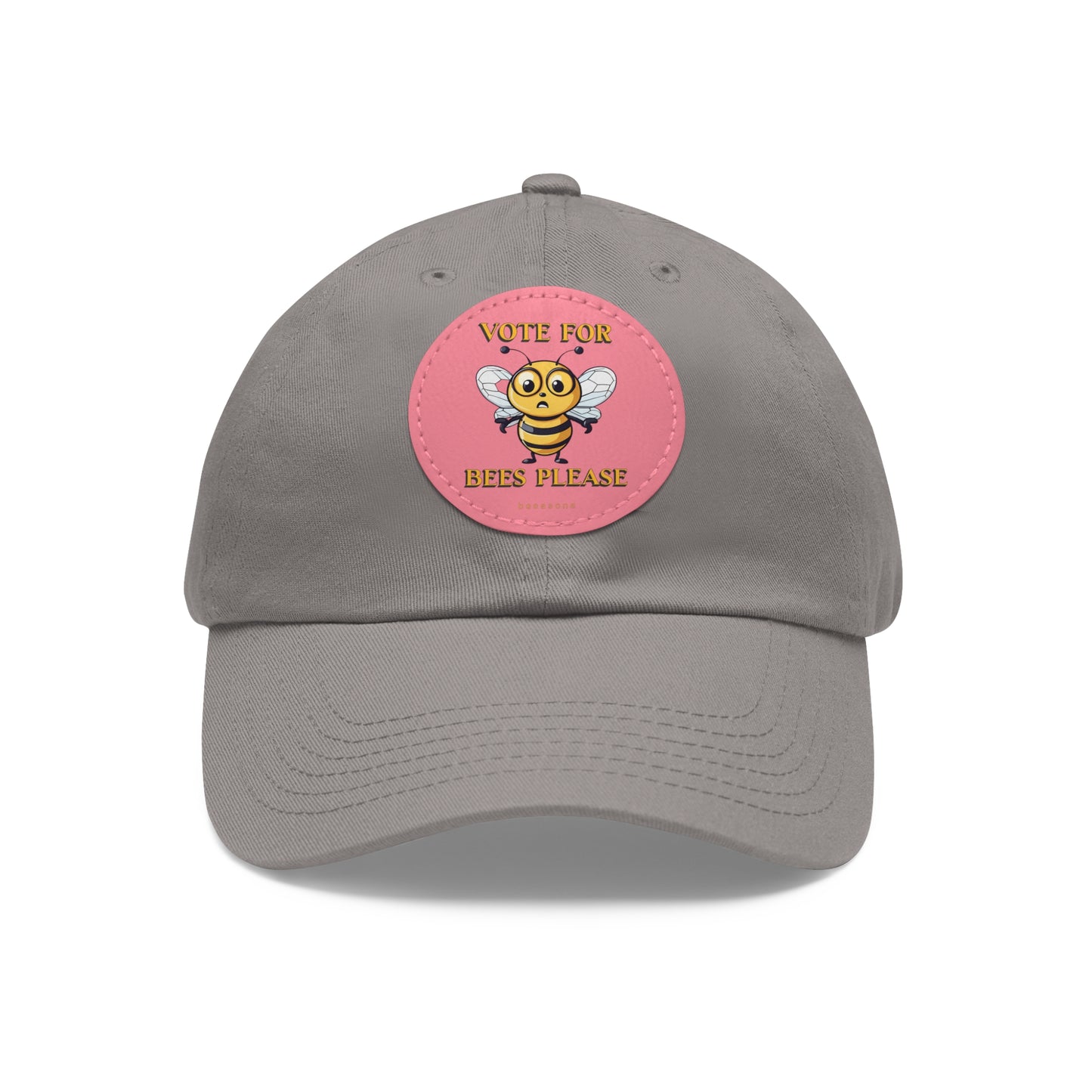 Vote for bees please beeasone Hat with round leather patch