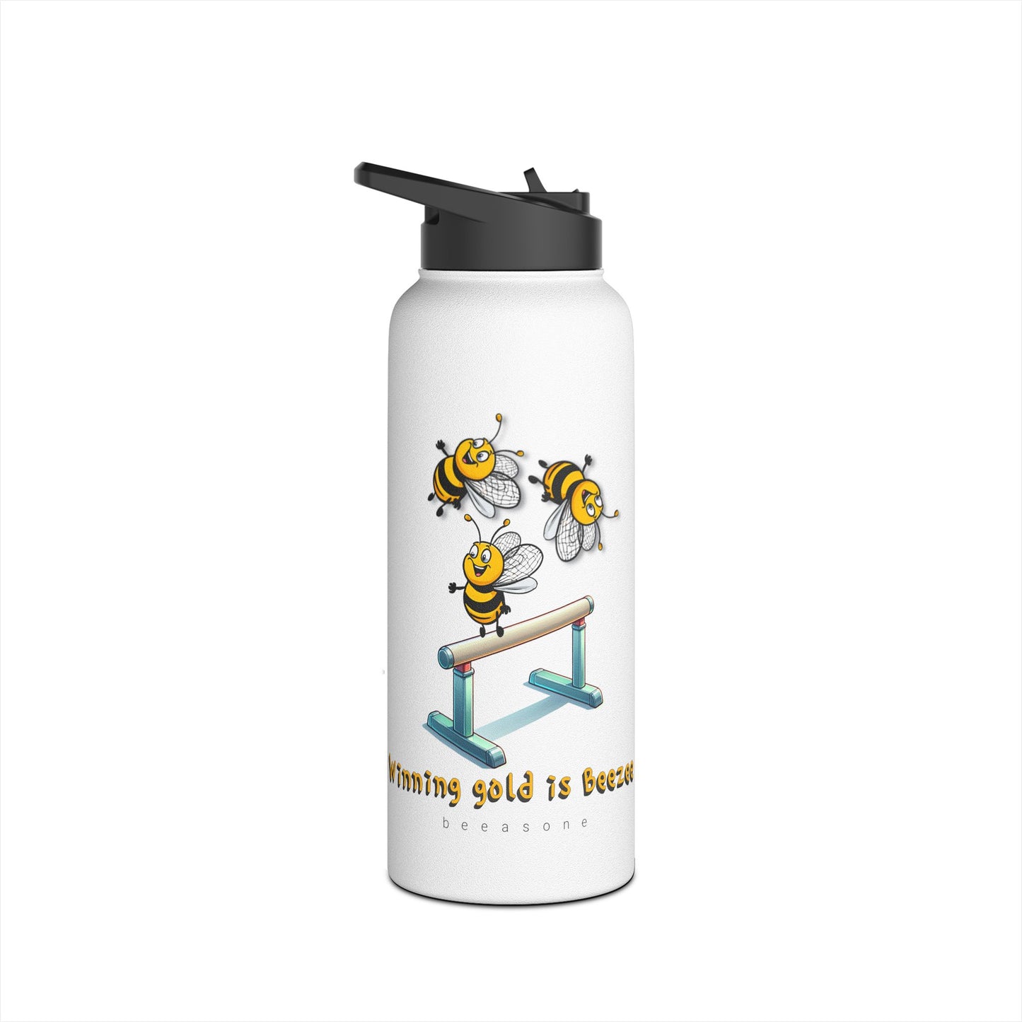 Winning gold is beezee beeasone gymnastics stainless steel body Water Bottle with polypropylene lid BPA free tumbler