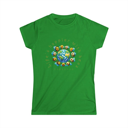 Life's Happier With Bees beeasone Women's Softstyle T-shirt available in diff colors