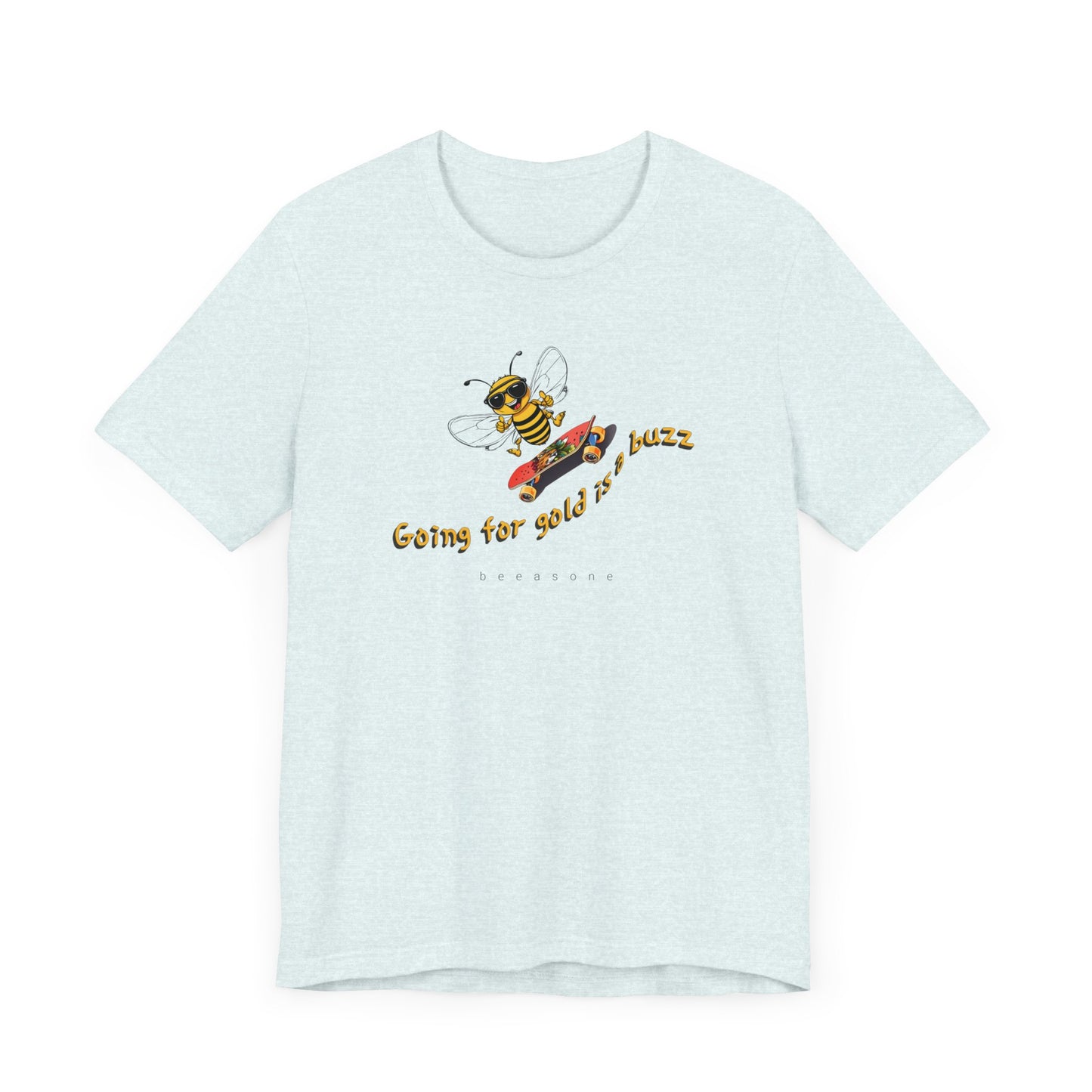 Going for gold is a buzz beeasone skateboard Unisex Jersey Short Sleeve with dual side seams to hold shape for longer t-shirt