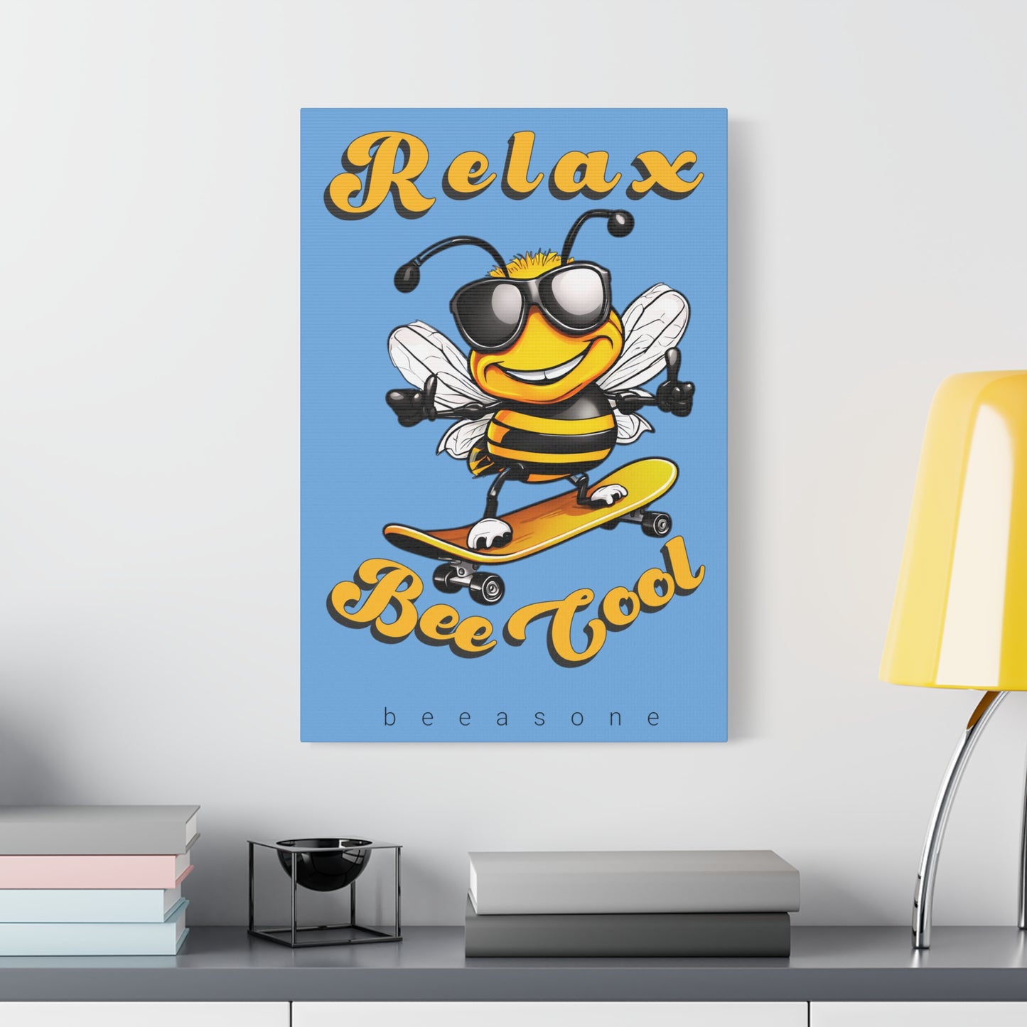 Skateboard beeasone print on canvas with hanging kit - Relax