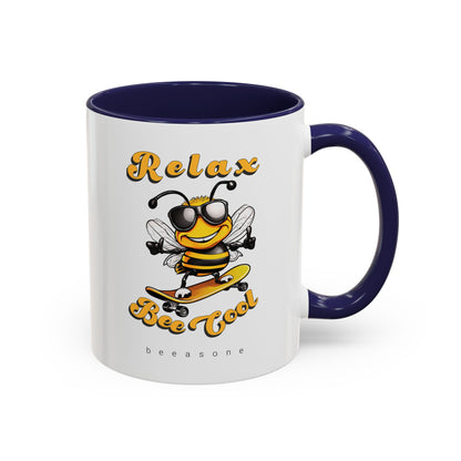 Relax Bee Cool beeasone Hot Chocolate or Coffee Mug (select from 11oz or 15oz lead and BPA Free mugs)