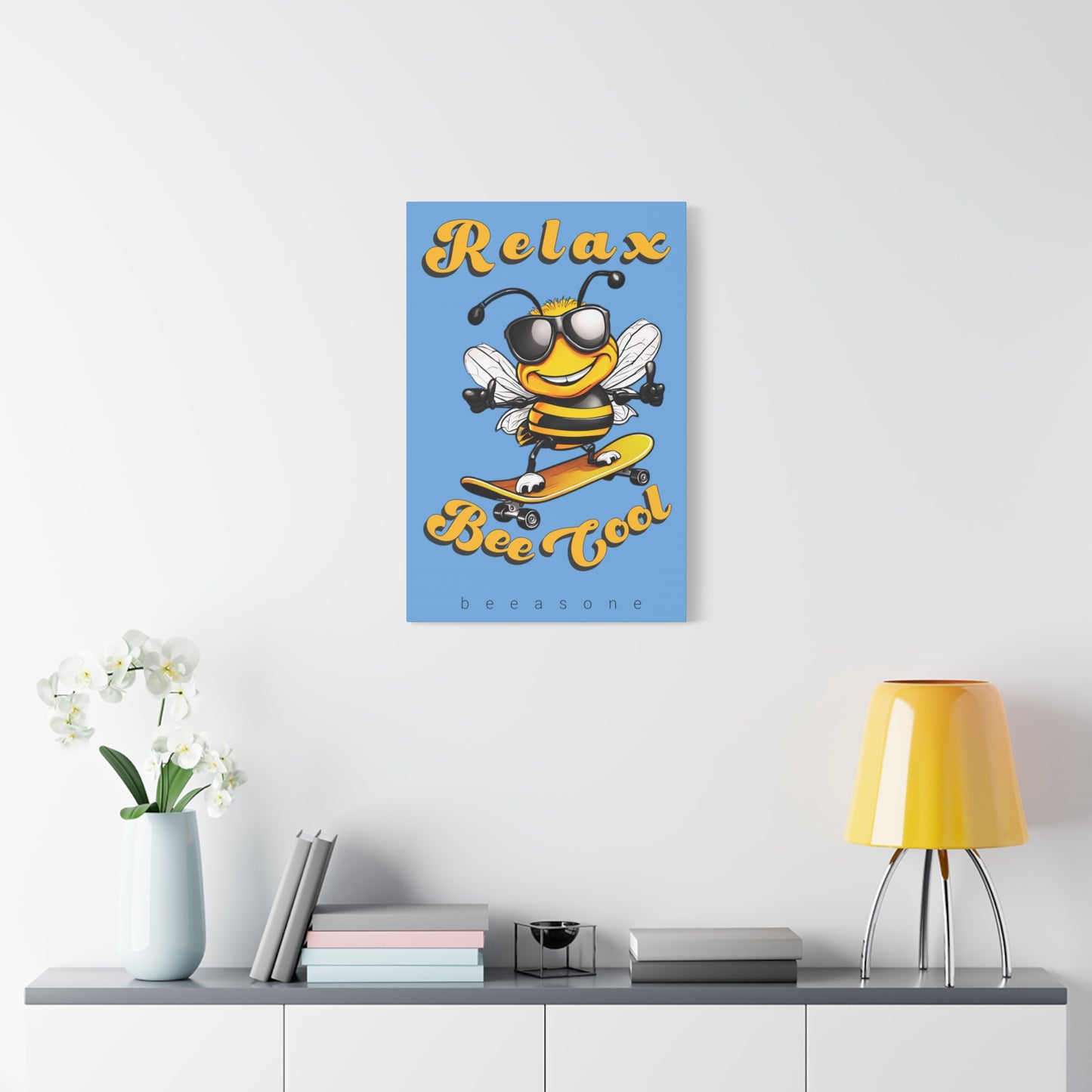 Skateboard beeasone print on canvas with hanging kit - Relax