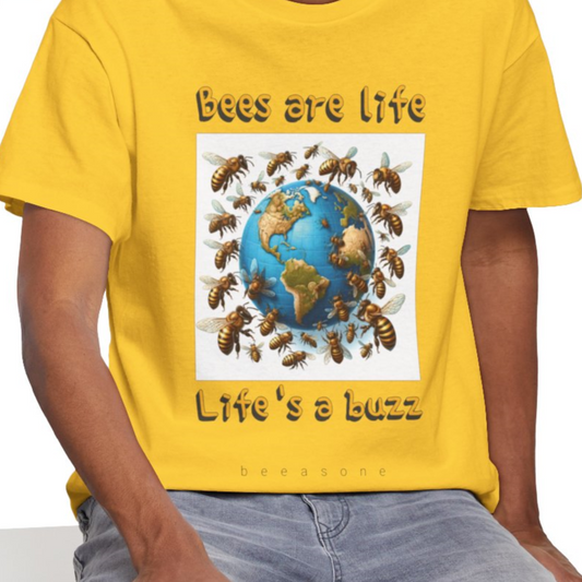 Bees are life. Life's a buzz beeasone unisex Heavy Cotton T-shirt . Diff sizes and colors available.