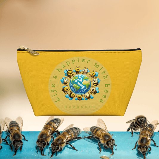 Life's happier with bees beeasone stylish cosmetics pouch