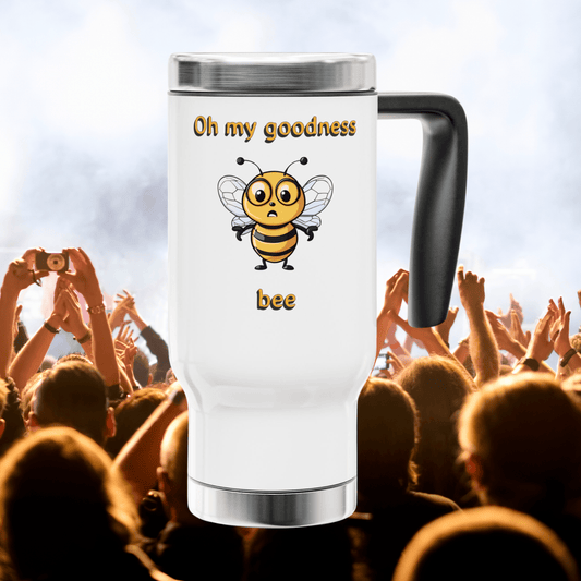 Why are so many people clapping and cheering the bees? Well why not as the bees are the earth's canaries. So get behind them and make a difference. The response has been so amazing that a special edition Oh My Goodness Bee travel mug is now available from beeasone.com. It's a cool hip comfortable hot or cold travel mug