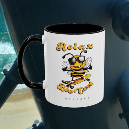 Relax Bee Cool beeasone Hot Chocolate or Coffee Mug (select from 11oz or 15oz lead and BPA Free mugs)