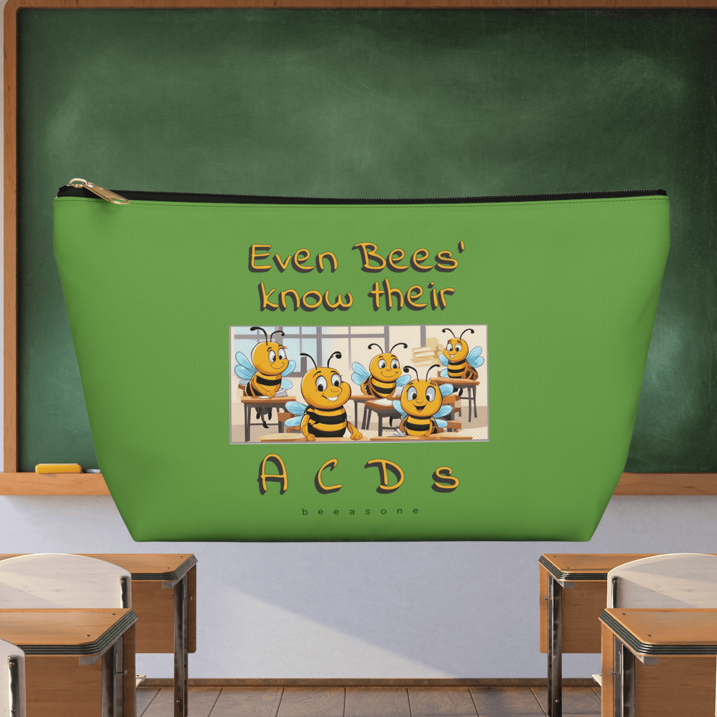 Spelling bee beeasone beeeaautiful accessories / cosmetics pouch - grean. Special spelling bee promotion