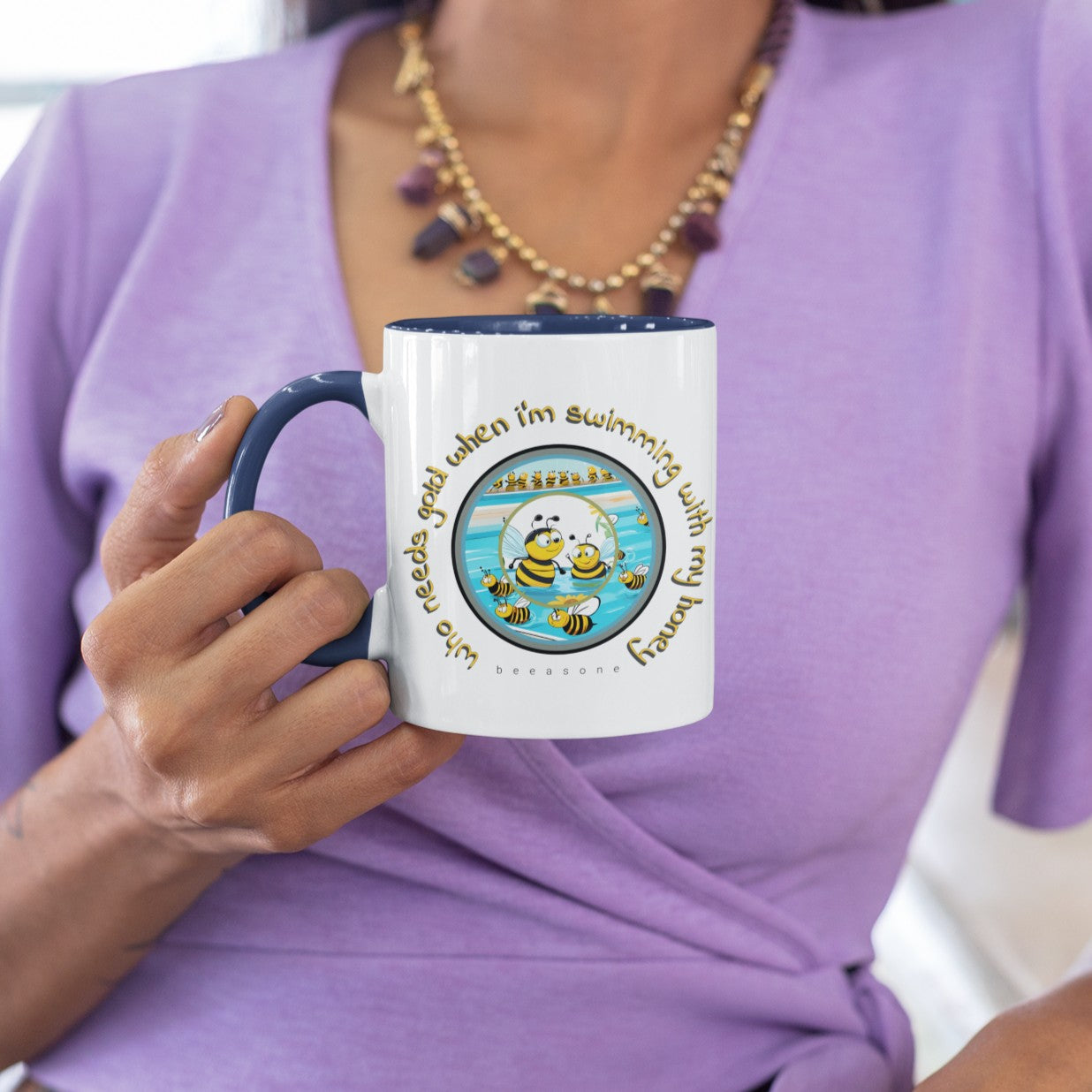 HOW COOOOOL - Swimming with your honey beeasone Hot Chocolate or Coffee Mug