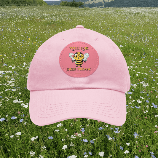 Vote for bees please beeasone Hat with round leather patch